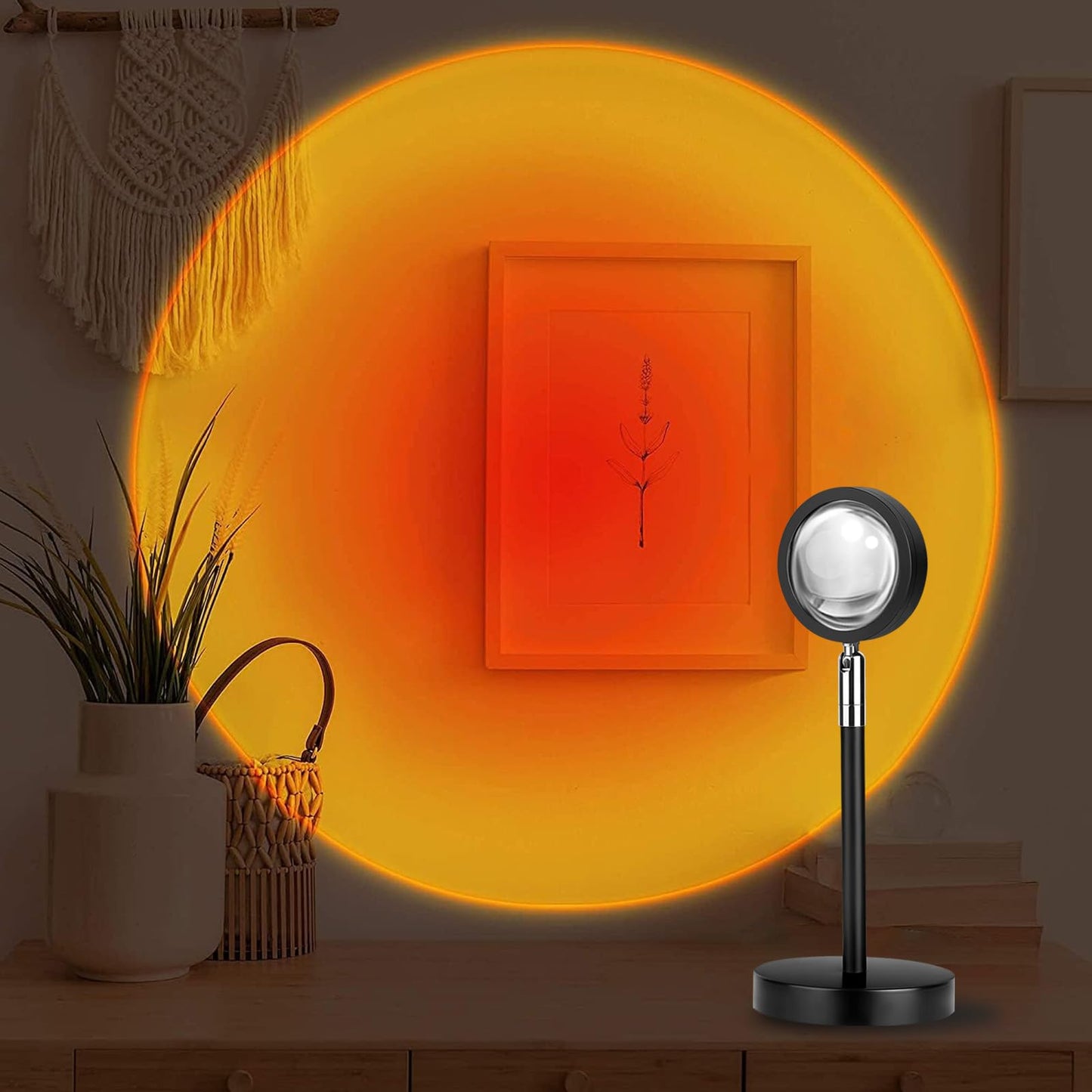 Cozy Glow™ Sunset Lamp Projector Multi-Color Multi-Mode, Dimmable, Timing, Music Rhythm, Sunset Background Wonderful Visual Impact, USB Plug and Play (Remote & APP)