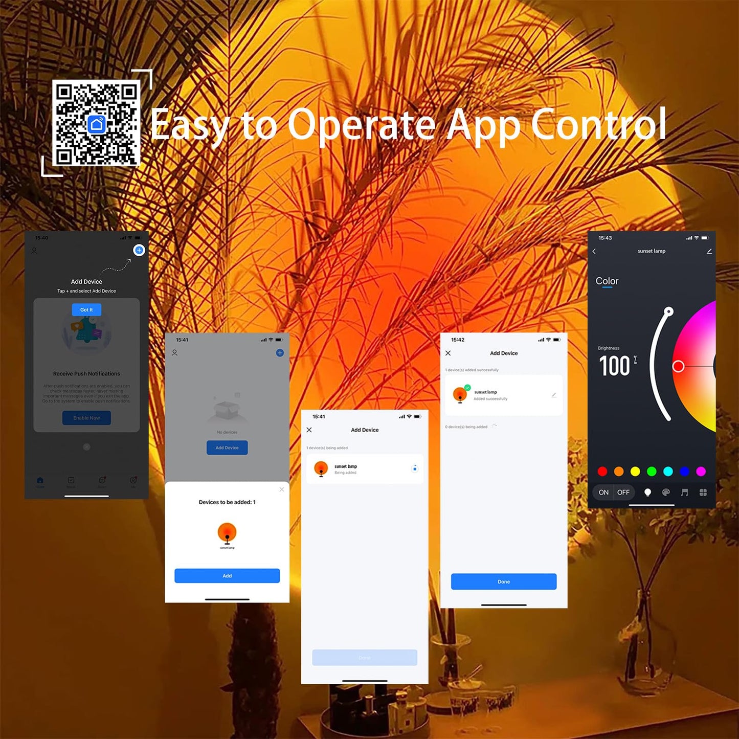 Cozy Glow™ Sunset Lamp Projector Multi-Color Multi-Mode, Dimmable, Timing, Music Rhythm, Sunset Background Wonderful Visual Impact, USB Plug and Play (Remote & APP)